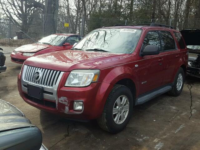 4M2CU81Z88KJ24587 - 2008 MERCURY MARINER RED photo 2