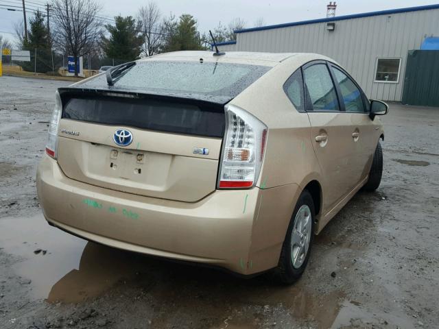 JTDKN3DU7B0285890 - 2011 TOYOTA PRIUS GOLD photo 4