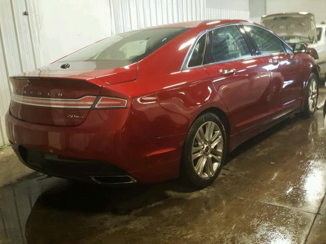 3LN6L2G97GR606970 - 2016 LINCOLN MKZ RED photo 4