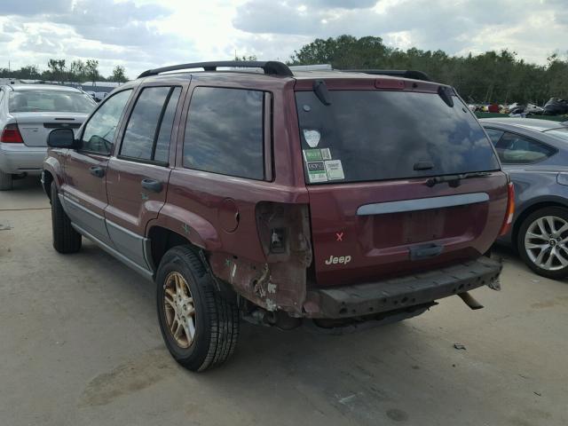 1J4GX48S52C271803 - 2002 JEEP GRAND CHER BURGUNDY photo 3