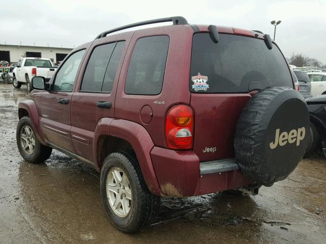 1J4GL58K72W202465 - 2002 JEEP LIBERTY LI MAROON photo 3