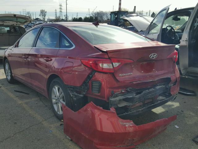 5NPE24AF1HH578553 - 2017 HYUNDAI SONATA SE RED photo 3