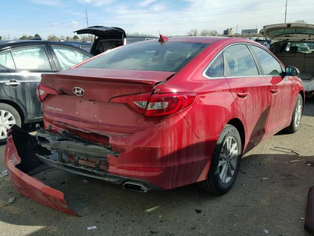 5NPE24AF1HH578553 - 2017 HYUNDAI SONATA SE RED photo 4