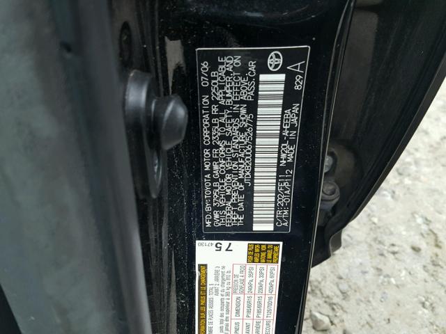 JTDKB20U067526775 - 2006 TOYOTA PRIUS BLACK photo 10