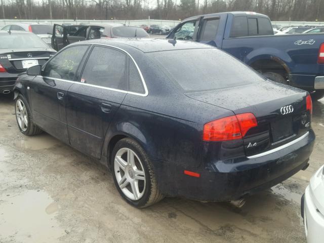 WAUDF78E17A127513 - 2007 AUDI A4 2.0T QU BLUE photo 3