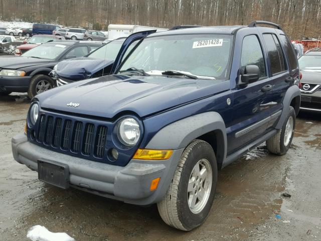 1J4GL48KX5W553756 - 2005 JEEP LIBERTY SP BLUE photo 2