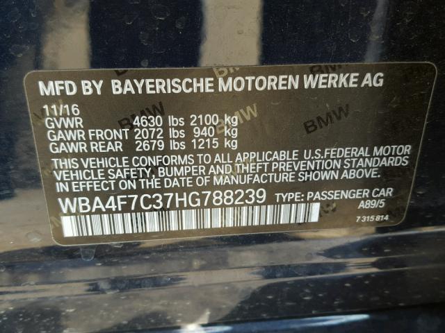 WBA4F7C37HG788239 - 2017 BMW 430I GRAN BLUE photo 10