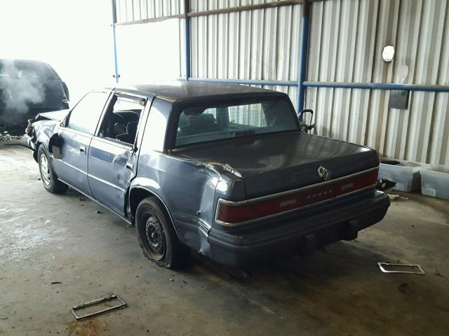 1B3XC4633LD803298 - 1990 DODGE DYNASTY BLUE photo 3