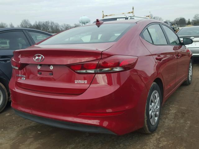 KMHD74LF6HU060935 - 2017 HYUNDAI ELANTRA SE BURGUNDY photo 4