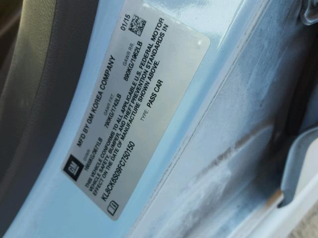 KL8CK6S09FC750150 - 2015 CHEVROLET SPARK EV 1 蓝色 照片 10