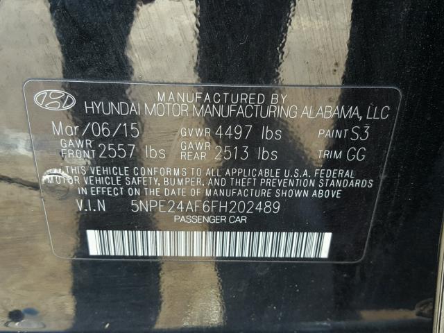 5NPE24AF6FH202489 - 2015 HYUNDAI SONATA SE RED photo 10