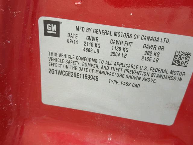 2G1WC5E30E1189948 - 2014 CHEVROLET IMPALA LIM RED photo 10