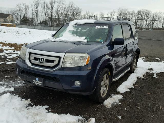 5FNYF48559B038976 - 2009 HONDA PILOT EXL BLUE photo 2