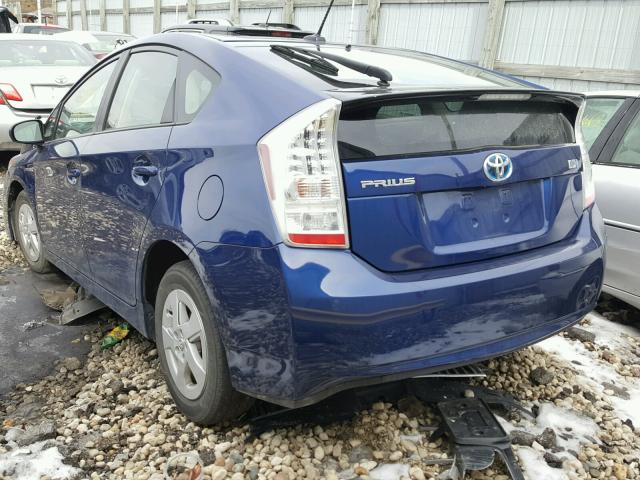 JTDKN3DU8A0208931 - 2010 TOYOTA PRIUS BLUE photo 3