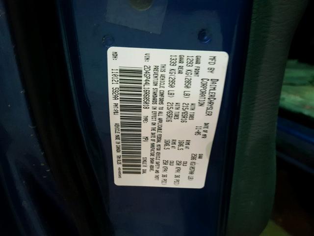 2D4GP44L16R685018 - 2006 DODGE GRAND CARA BLUE photo 10