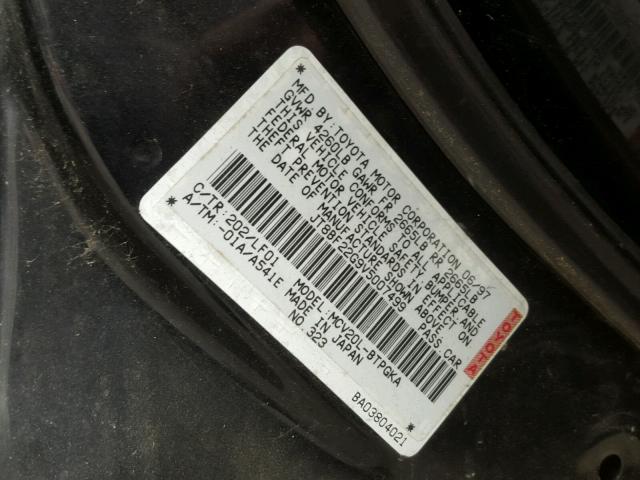 JT8BF22G9V5007499 - 1997 LEXUS ES 300 BLACK photo 10