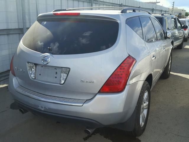 JN8AZ08W87W662147 - 2007 NISSAN MURANO SL SILVER photo 4