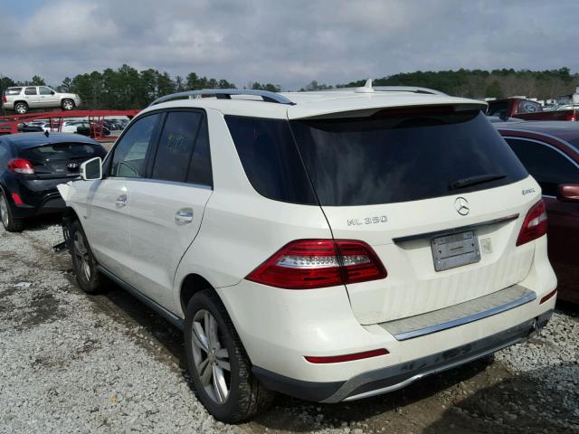 4JGDA5HB7CA012058 - 2012 MERCEDES-BENZ ML 350 4MA WHITE photo 3