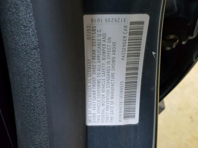 WVWWH63B13E089975 - 2003 VOLKSWAGEN PASSAT GLX 蓝色 照片 10