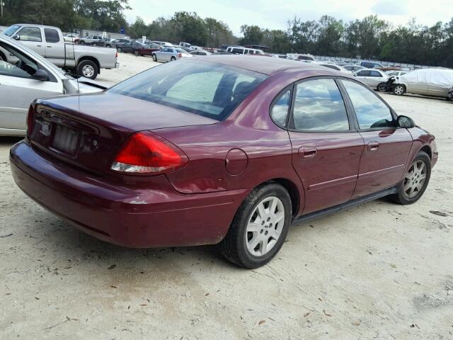 1FAFP53U07A125284 - 2007 FORD TAURUS SE BURGUNDY photo 4