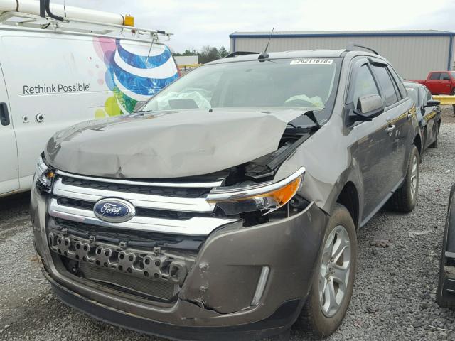 2FMDK3JC7EBB10096 - 2014 FORD EDGE SEL BROWN photo 2