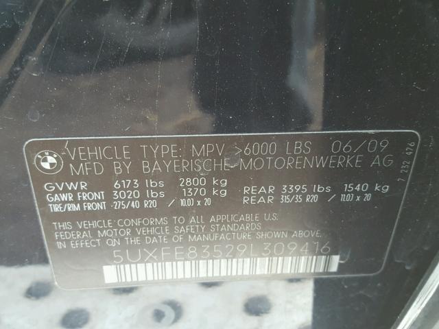 5UXFE83529L309416 - 2009 BMW X5 XDRIVE4 Mavi fotoğraf 10