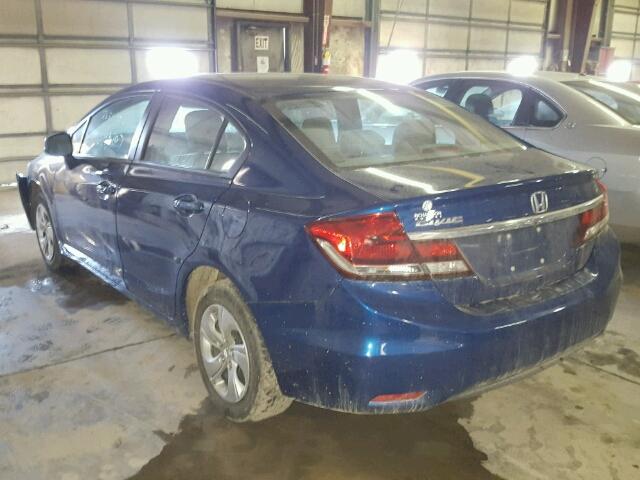 19XFB2F59DE025351 - 2013 HONDA CIVIC LX BLUE photo 3