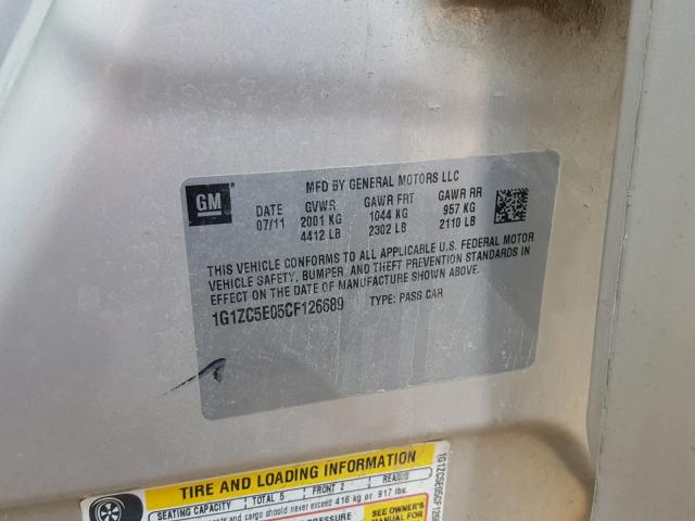 1G1ZC5E05CF126689 - 2012 CHEVROLET MALIBU 1LT 米色 照片 10