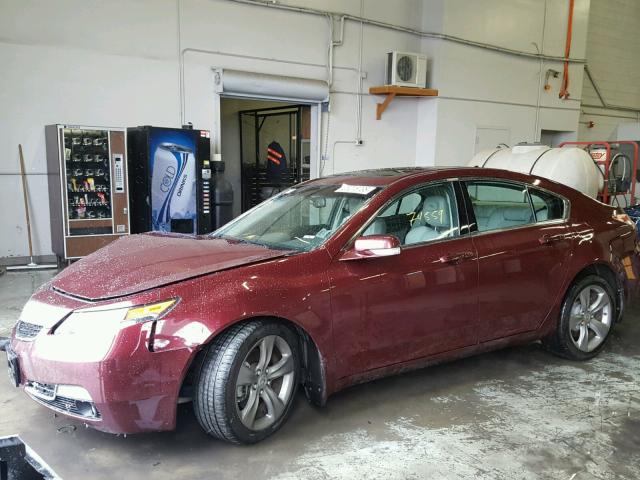 19UUA9F50DA004783 - 2013 ACURA TL TECH MAROON photo 2
