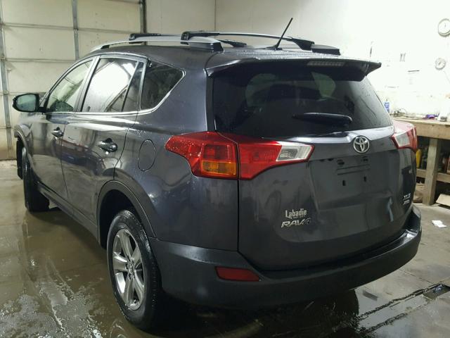 JTMRFREV7FD129188 - 2015 TOYOTA RAV4 XLE GRAY photo 3