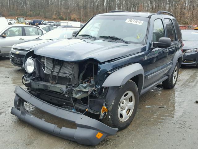 1J4GL48K45W711802 - 2005 JEEP LIBERTY SP BLUE photo 2