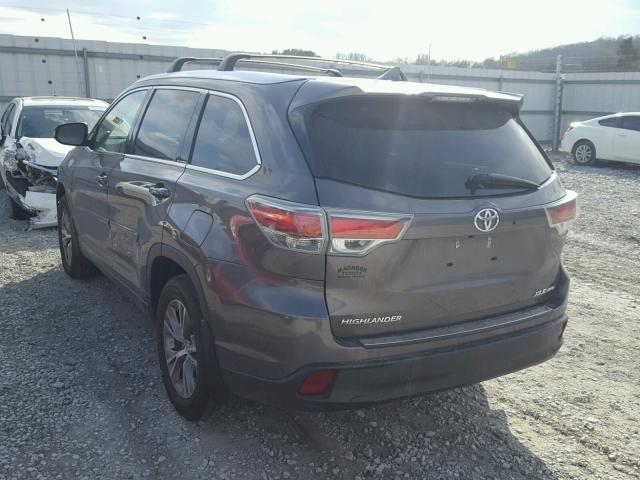 5TDJKRFH6FS163807 - 2015 TOYOTA HIGHLANDER GRAY photo 3