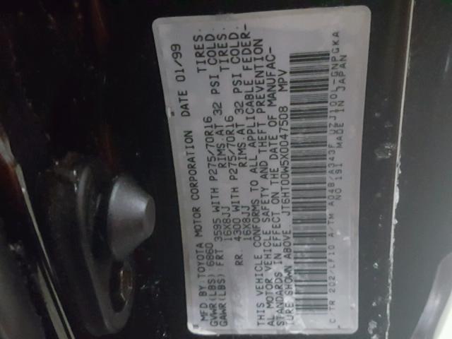 JT6HT00W5X0047508 - 1999 LEXUS LX 470 BLACK photo 10