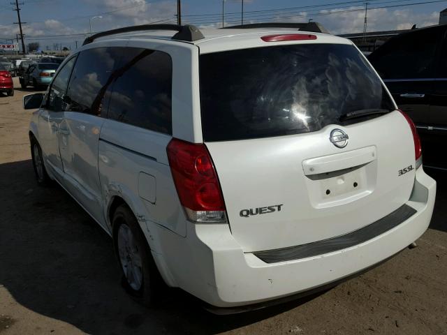 5N1BV28U34N367167 - 2004 NISSAN QUEST S WHITE photo 3