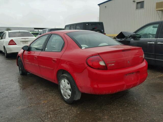 1B3ES46CX1D209623 - 2001 DODGE NEON SE RED photo 3