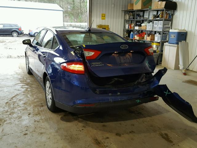 3FA6P0G73DR111176 - 2013 FORD FUSION S BLUE photo 3