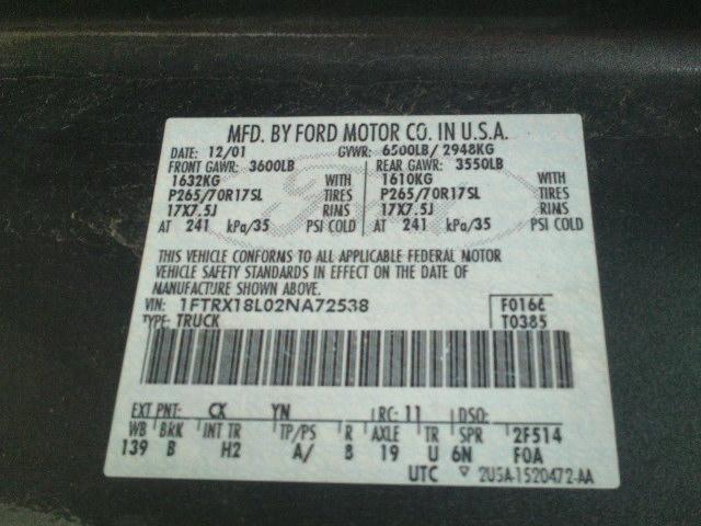 1FTRX18L02NA72538 - 2002 FORD F150 GRAY photo 10