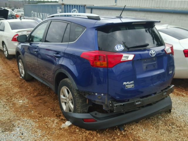 2T3WFREV7EW077078 - 2014 TOYOTA RAV4 XLE BLUE photo 3