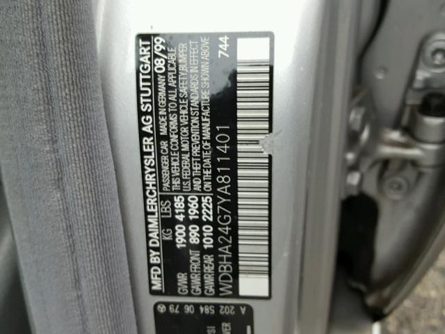 WDBHA24G7YA811401 - 2000 MERCEDES-BENZ C 230 SILVER photo 10