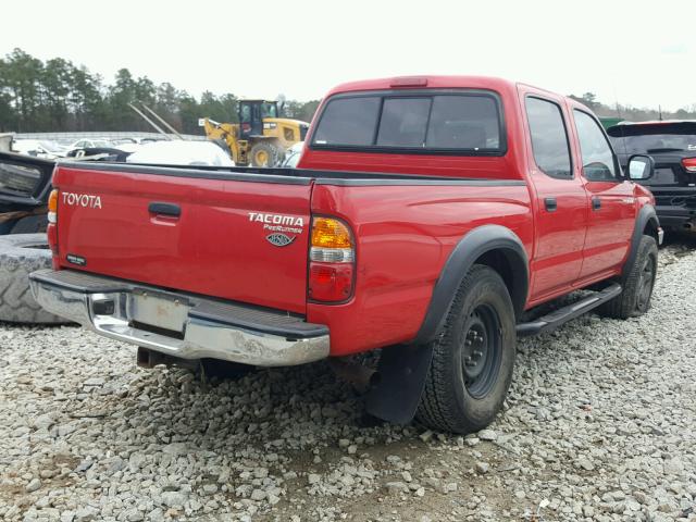 5TEGM92NX2Z046048 - 2002 TOYOTA TACOMA DOU RED photo 4