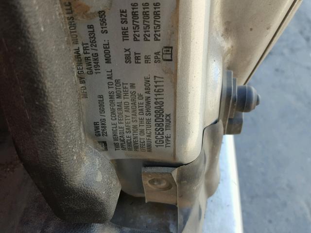 1GCESBD98A8116117 - 2010 CHEVROLET COLORADO SILVER photo 10