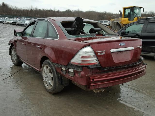 1FAHP28W58G119111 - 2008 FORD TAURUS LIM BURGUNDY photo 3