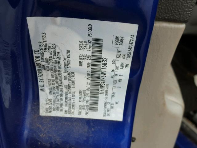 1FAHP34N76W116832 - 2006 FORD FOCUS ZX4 BLUE photo 10