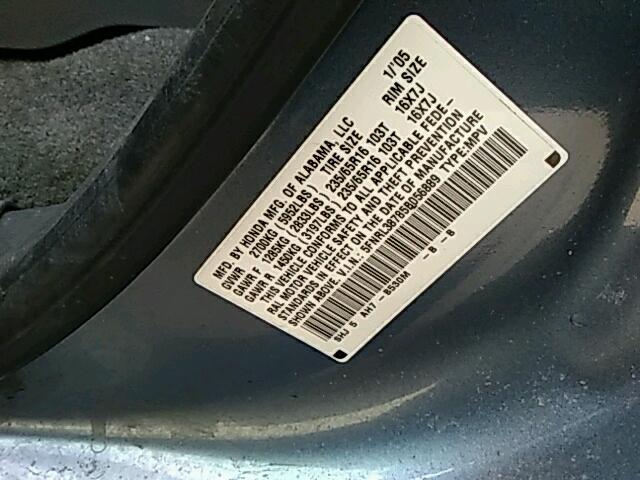 5FNRL38785B056889 - 2005 HONDA ODYSSEY EX BLUE photo 10