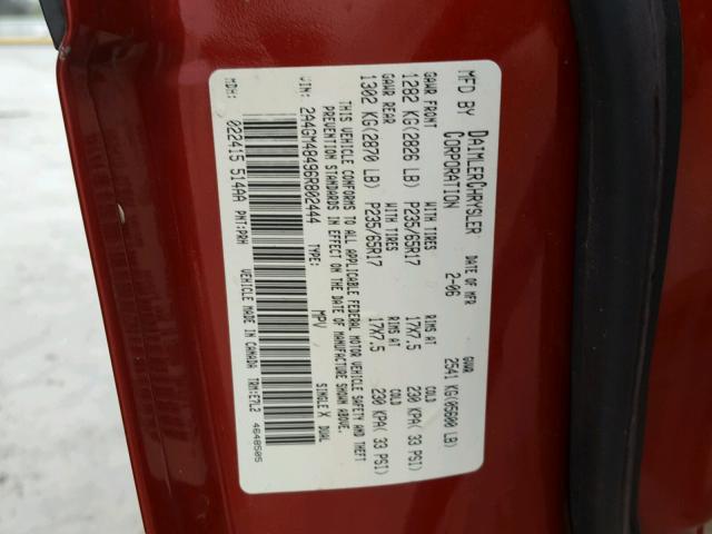 2A4GM48496R802444 - 2006 CHRYSLER PACIFICA BURGUNDY photo 10