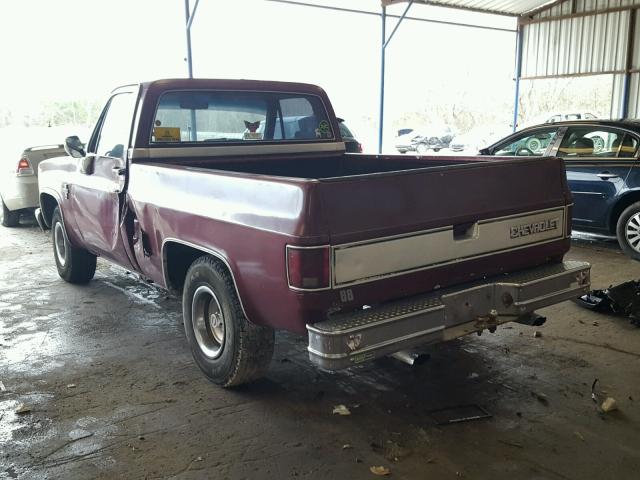 1GCDC14H9FF361506 - 1985 CHEVROLET C10 BURGUNDY photo 3