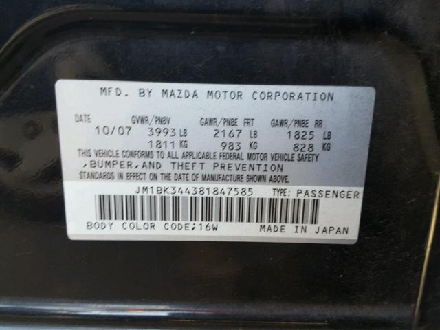 JM1BK344381847585 - 2008 MAZDA 3 HATCHBAC GRAY photo 10