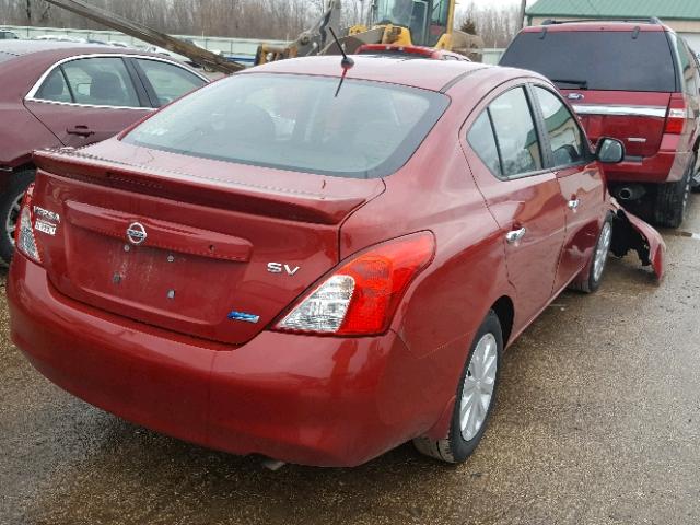 3N1CN7AP2DL877426 - 2013 NISSAN VERSA S RED photo 4