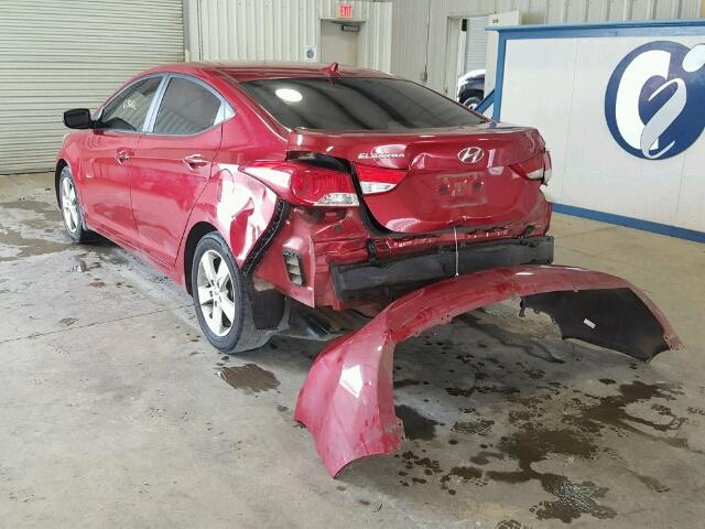 KMHDH4AE8DU668943 - 2013 HYUNDAI ELANTRA GL RED photo 3