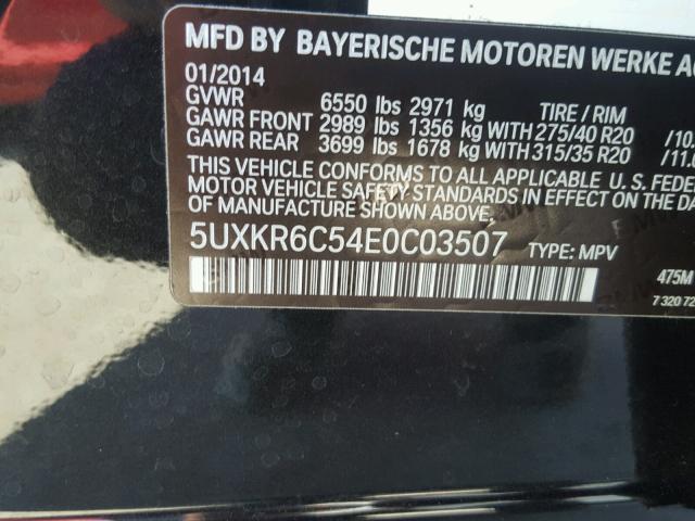 5UXKR6C54E0C03507 - 2014 BMW X5 XDRIVE5 BLACK photo 10